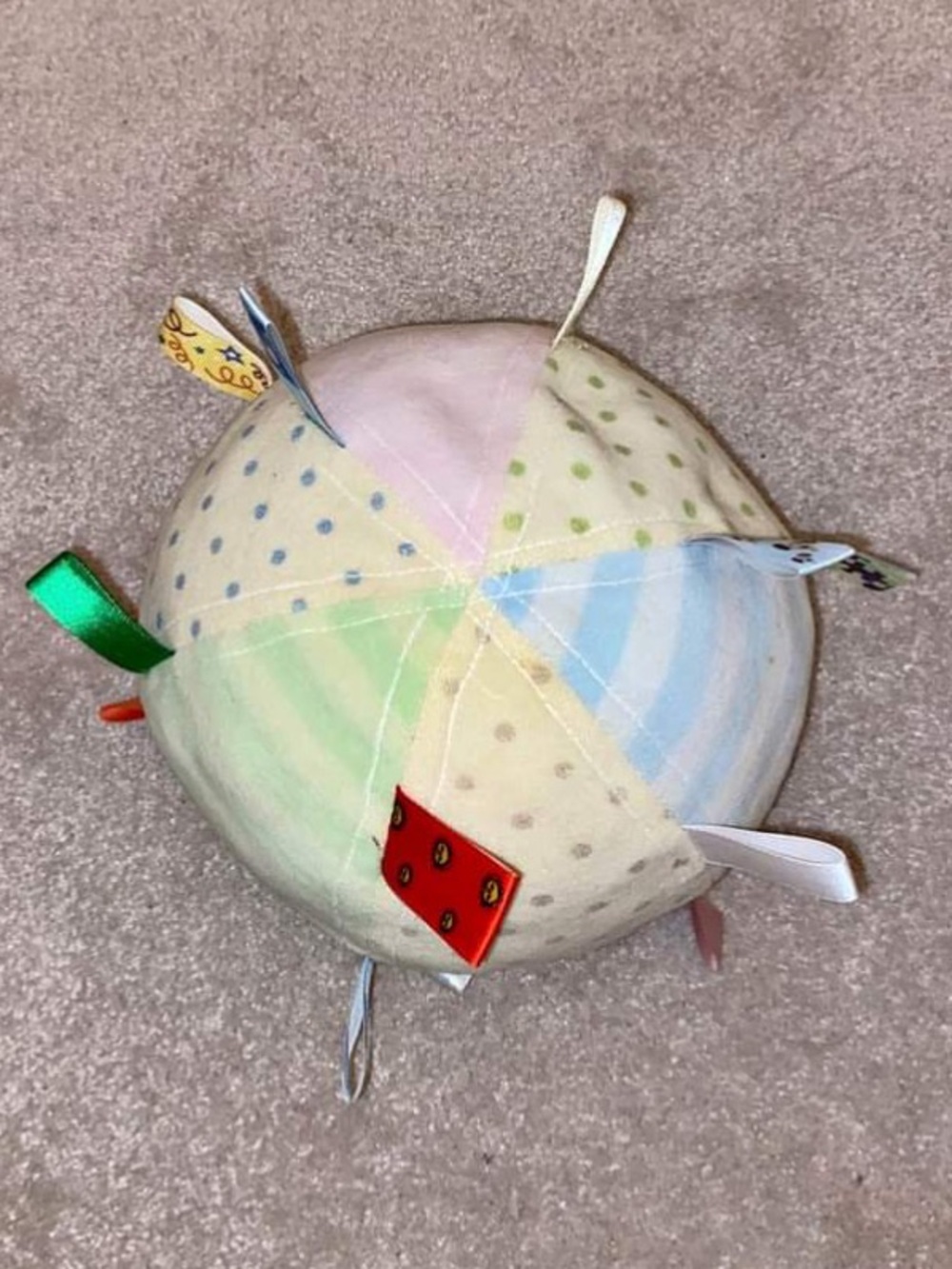 Taggies Baby Ball Pastel Polka Dot Sensory Tag Learning Infant Child Toy